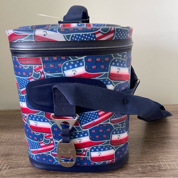 Vineyard Vines for Target Whaley USA Flag 12 Can Cooler with Strap NEW - Picture 4 of 9